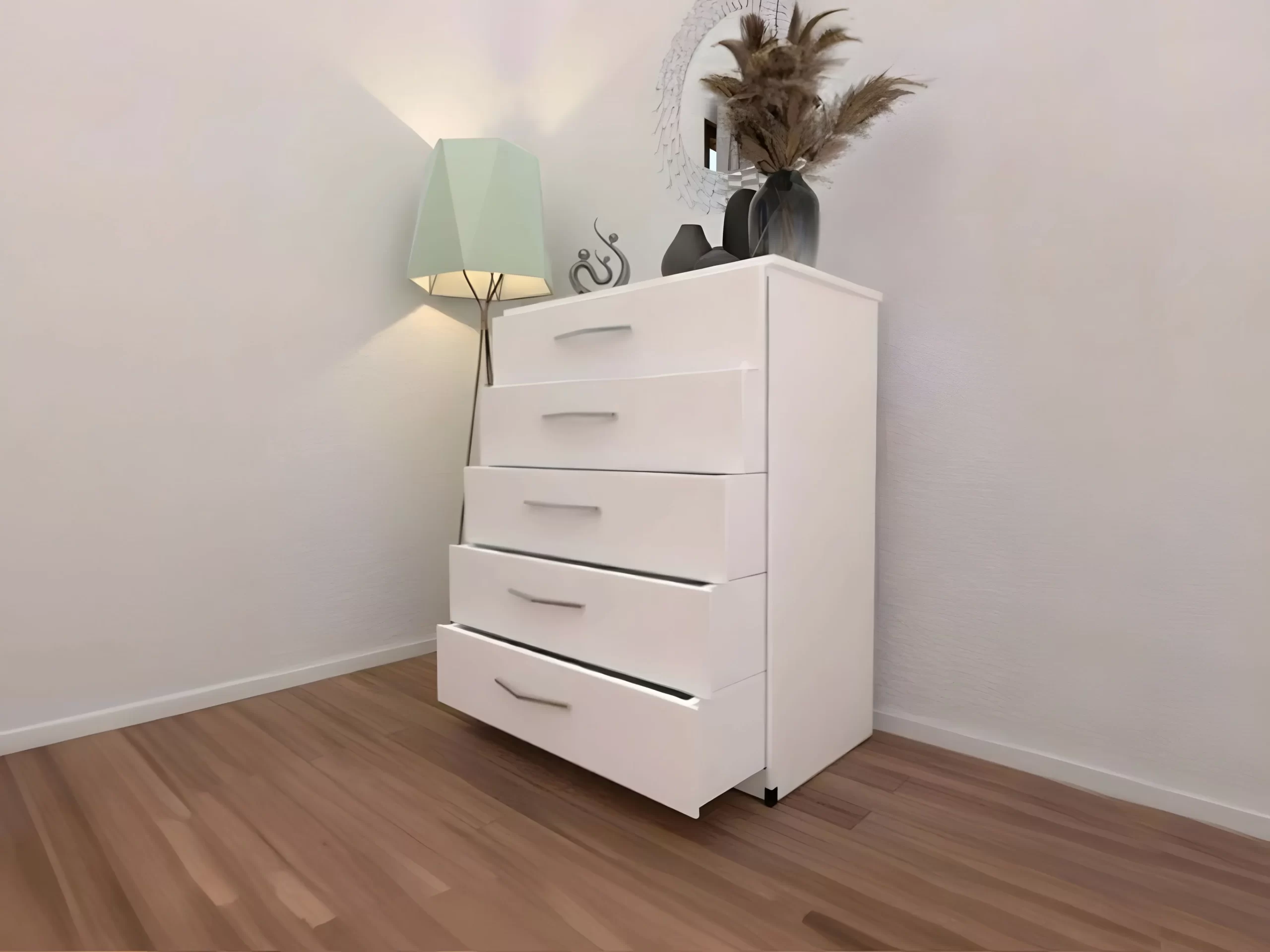 Chest of 5 Drawers 1 Order our new Elegant Chest of 5 Drawers with spacious storage, durable wood build, smooth-glide drawers, and metal handles. Get free UK Delivery!