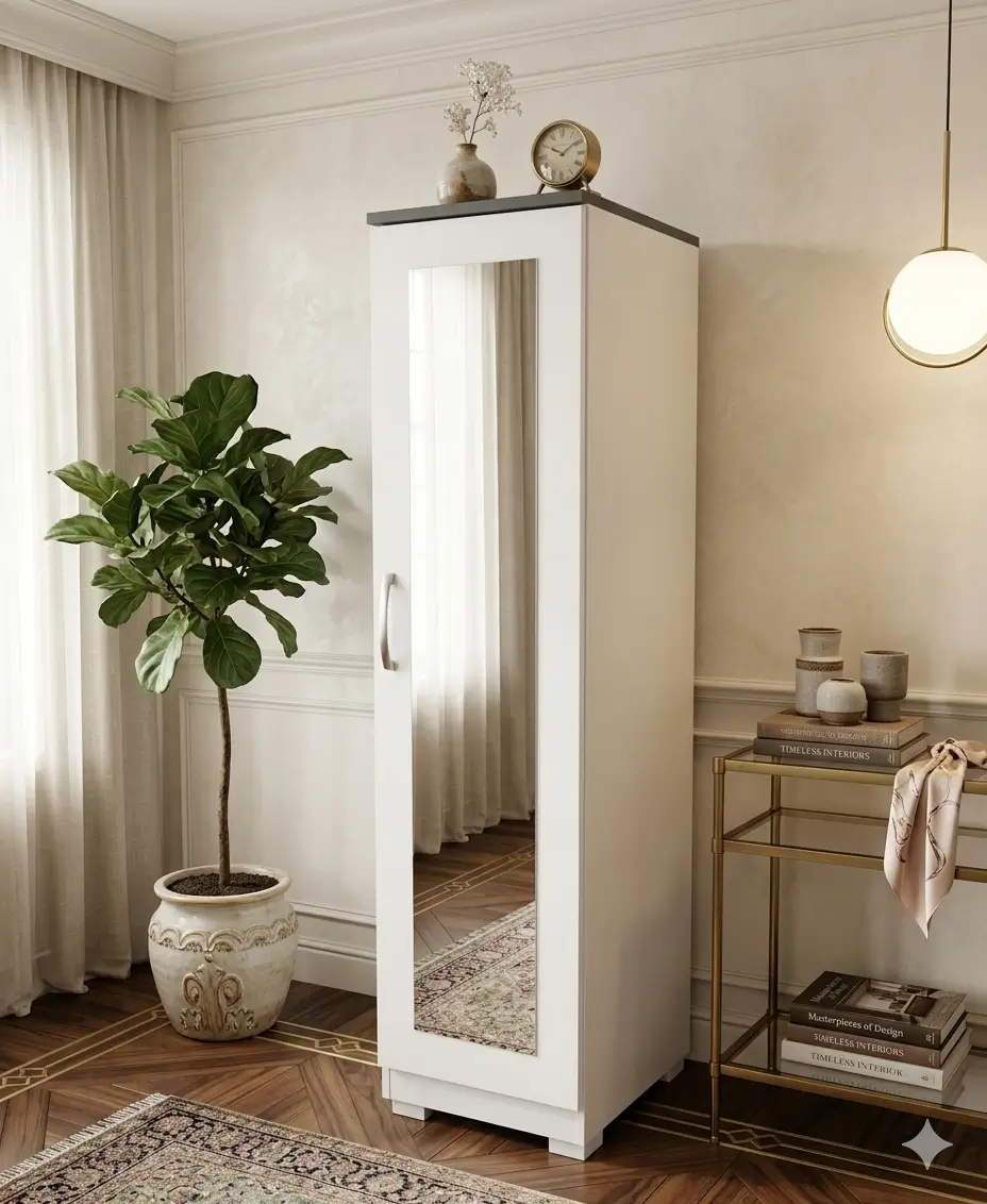 Single Mirror Door Wardrobe 1 Single Mirror Door Wardrobe