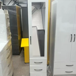 white mirrored wardrobe with drawers